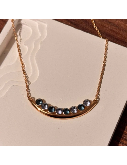 Rose Gold Mor Mavi Taşlı Kolye
