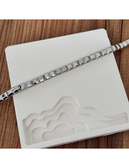 Kare Sıralı Taşlı Silver Bileklik