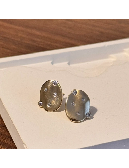 Oval Taşlı Küpe