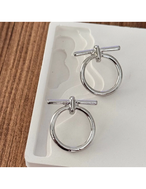 Silver Halka Çizgi Küpe