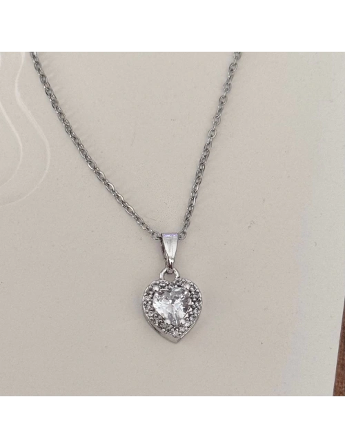 Parıltılı Kalp Kolye Silver