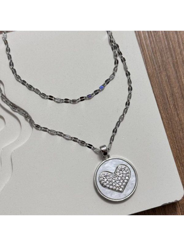 Kalpli İkili Kolye Silver