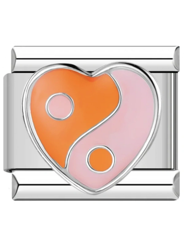 Yinyang Kalp Turuncu Pembe - 228 - İtalyan Charm