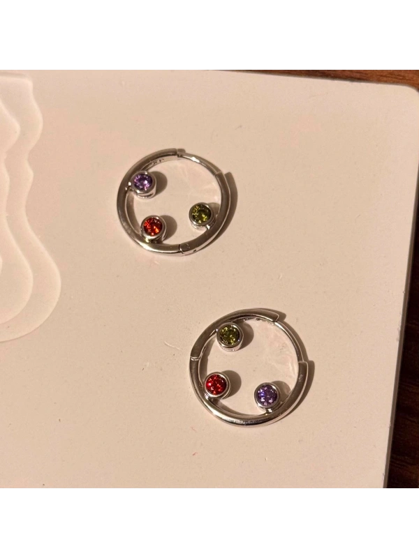 Mini Canlı Taşlı Küpe