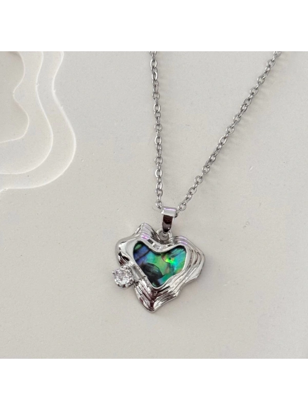 Hologram Kalp Kolye Silver
