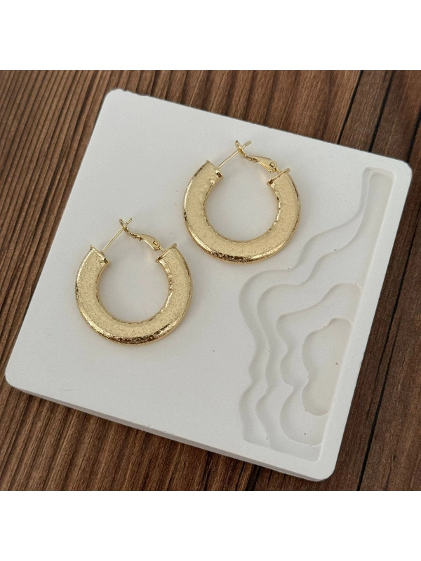 Geniş Yassı Halka Küpe Gold