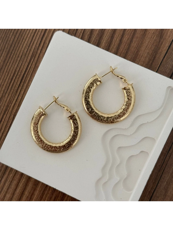 Geniş Yassı Halka Küpe Gold