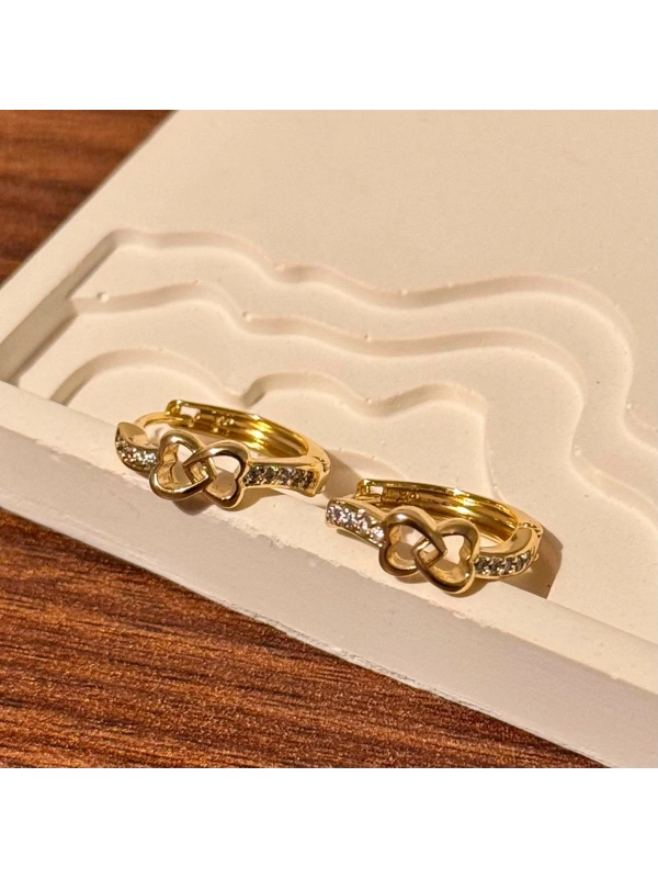 Kalpli Gold Mini Taşlı Küpe