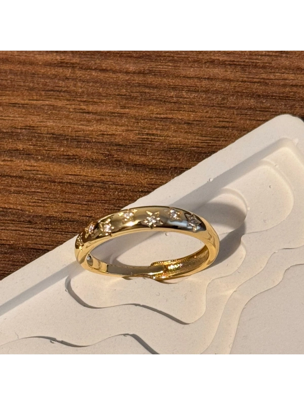 Gold Minik Taşlı Yüzük - Ayarlanabilir
