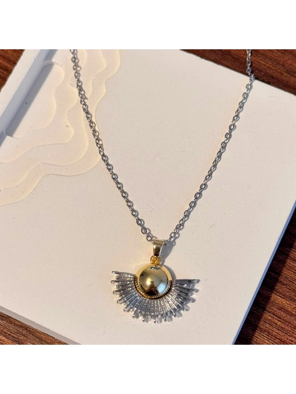 Yelpaze Silver Gold Kolye