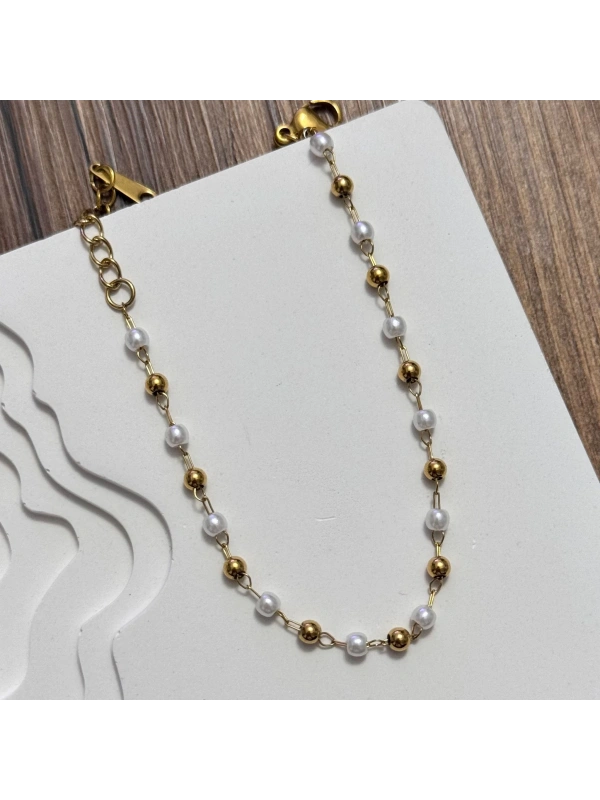 Gold Beyaz Zincir Bileklik