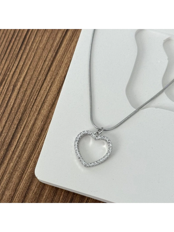 Kalp Silver Taşlı Kolye