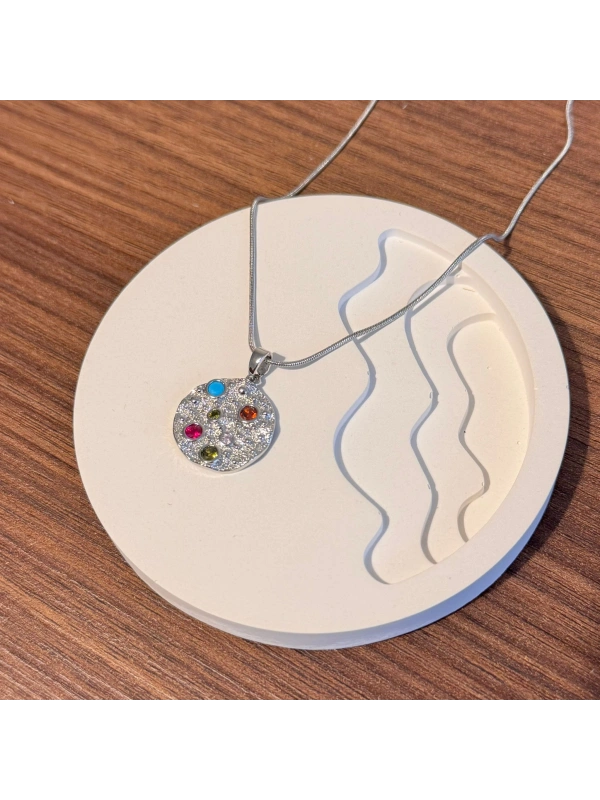 Renkli Taşlar Silver Kolye
