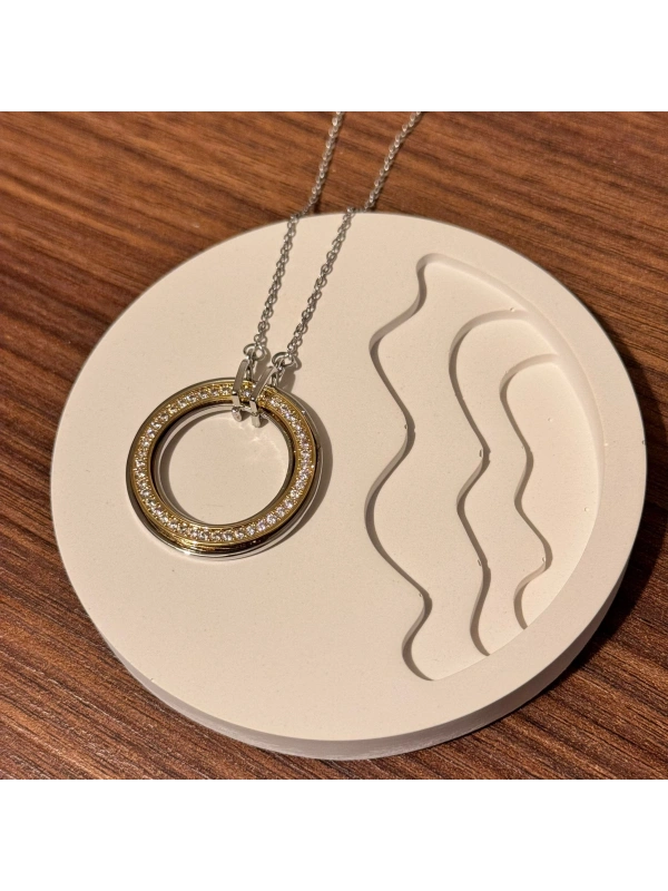 Silver Gold Parıltılı Halka Kolye