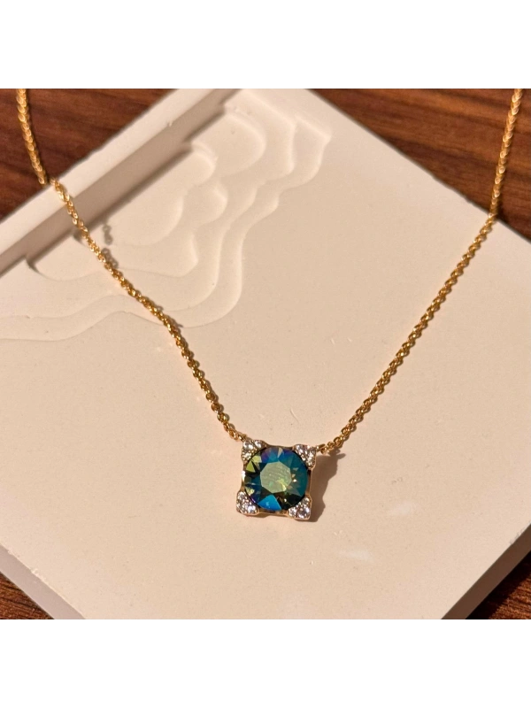 Mavi Taşlı Rose Gold Kolye