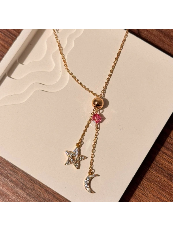 Yıldız Ay Rose Gold Kolye