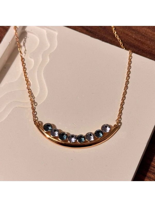 Rose Gold Mor Mavi Taşlı Kolye