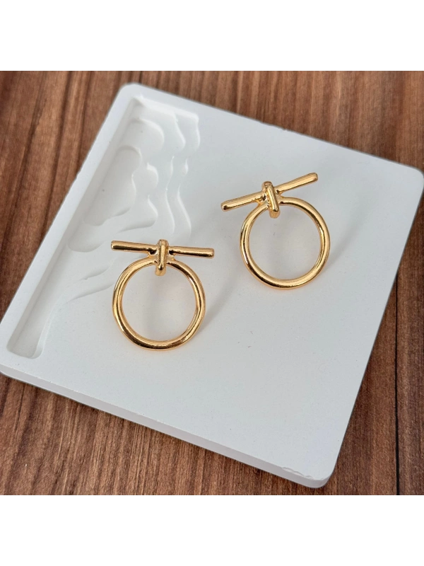 Gold Halka Çizgi Küpe