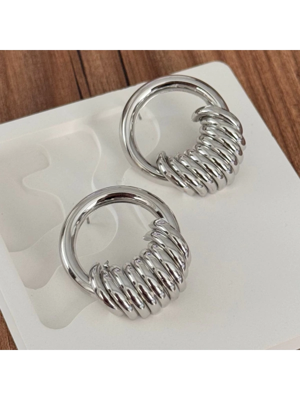 Geniş Model Küpe Silver