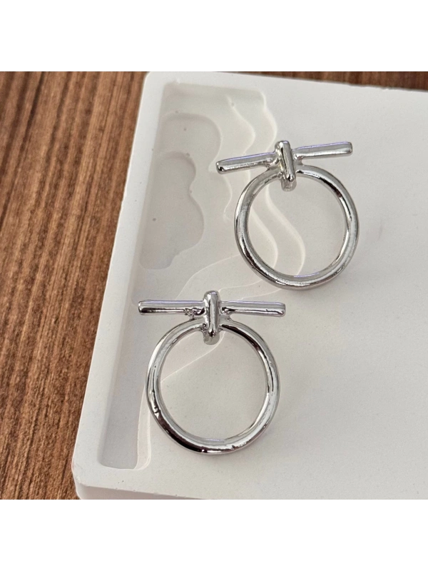 Silver Halka Çizgi Küpe