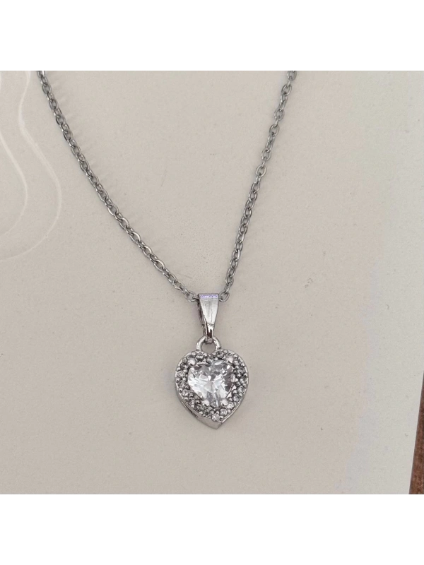 Parıltılı Kalp Kolye Silver