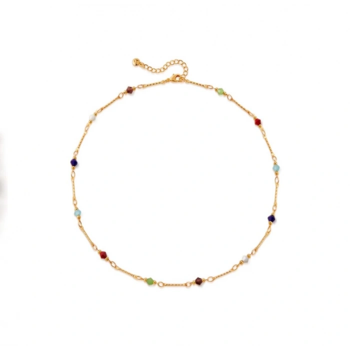 Renkli İnce Taşlı Kolye - Özel Seri