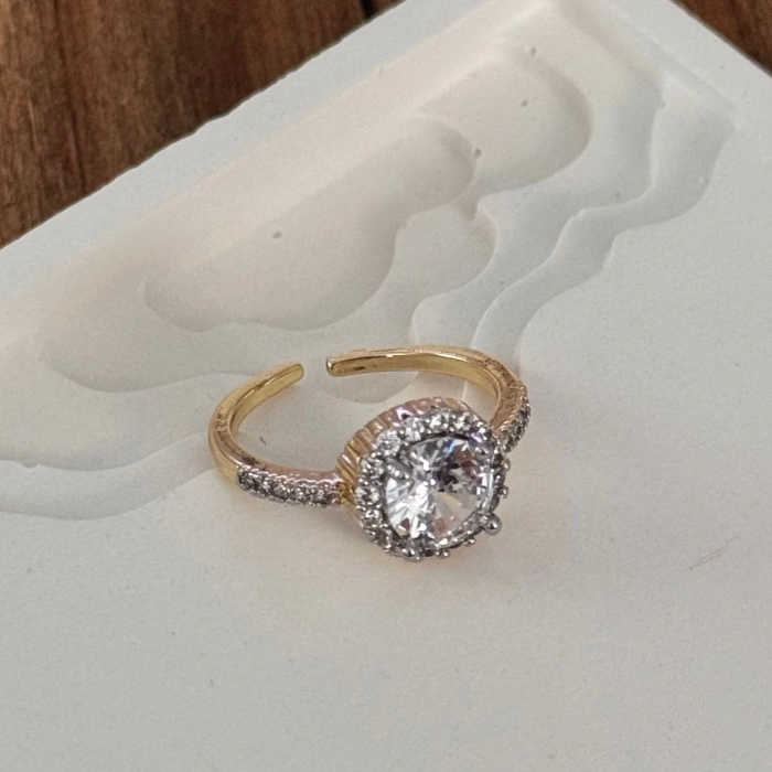 Taşlı Gold Silver Yüzük - Ayarlanabilir