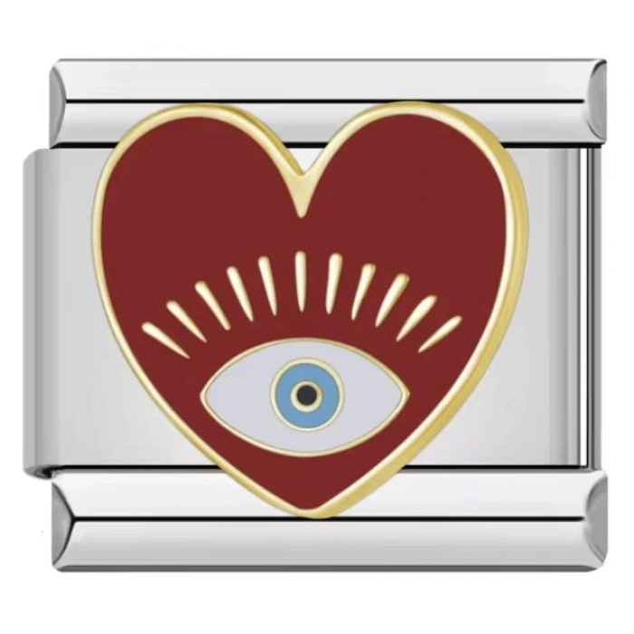 Kalp Gözü Kırmızı - 430 - İtalyan Bileklik Charmı