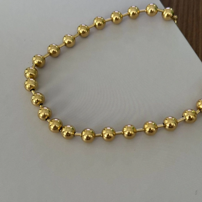 Boncuk Gold Kalın Kolye