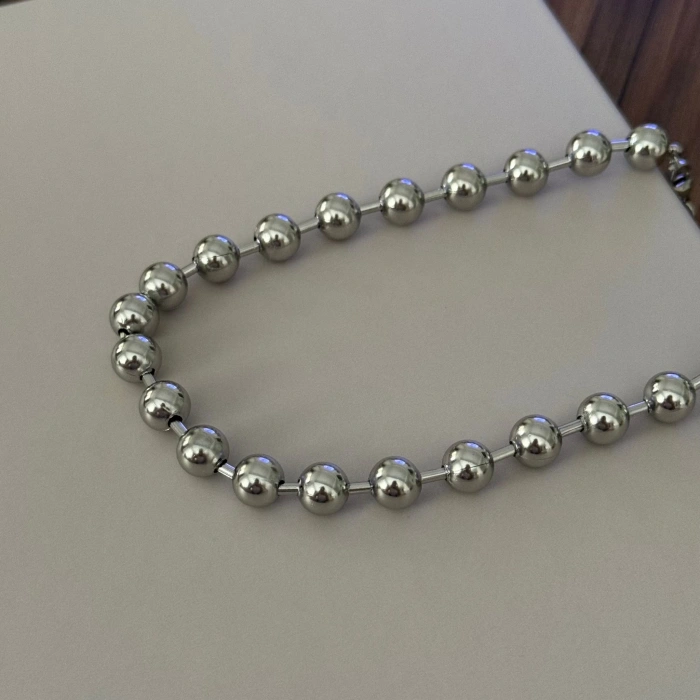 Boncuk Silver Kalın Kolye