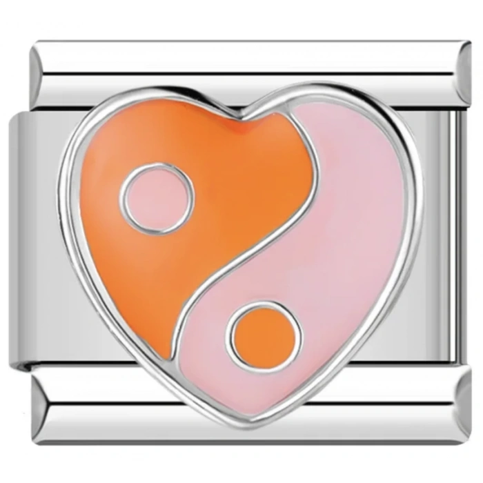 Yinyang Kalp Turuncu Pembe - 228 - İtalyan Charm