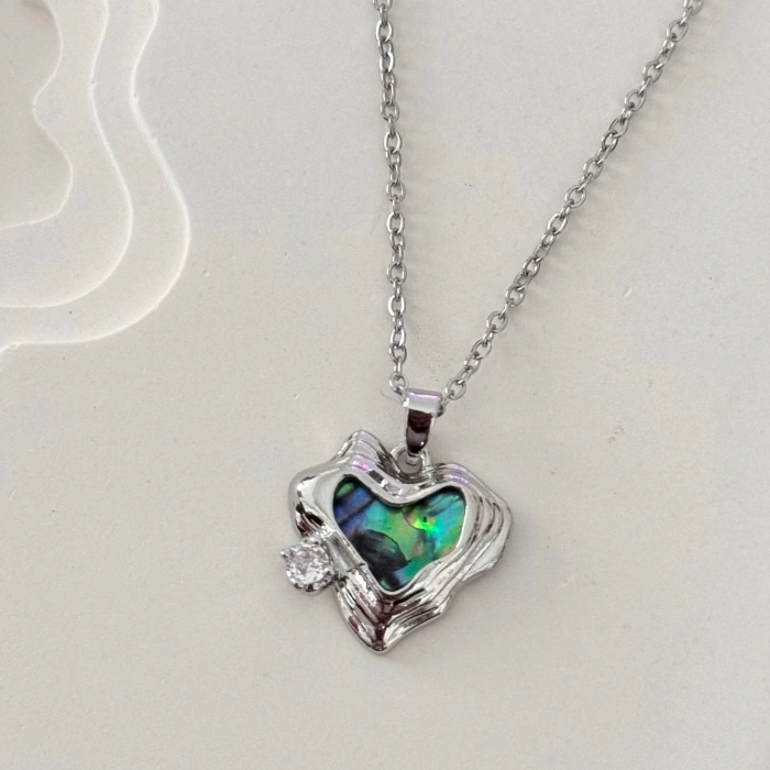 Hologram Kalp Kolye Silver