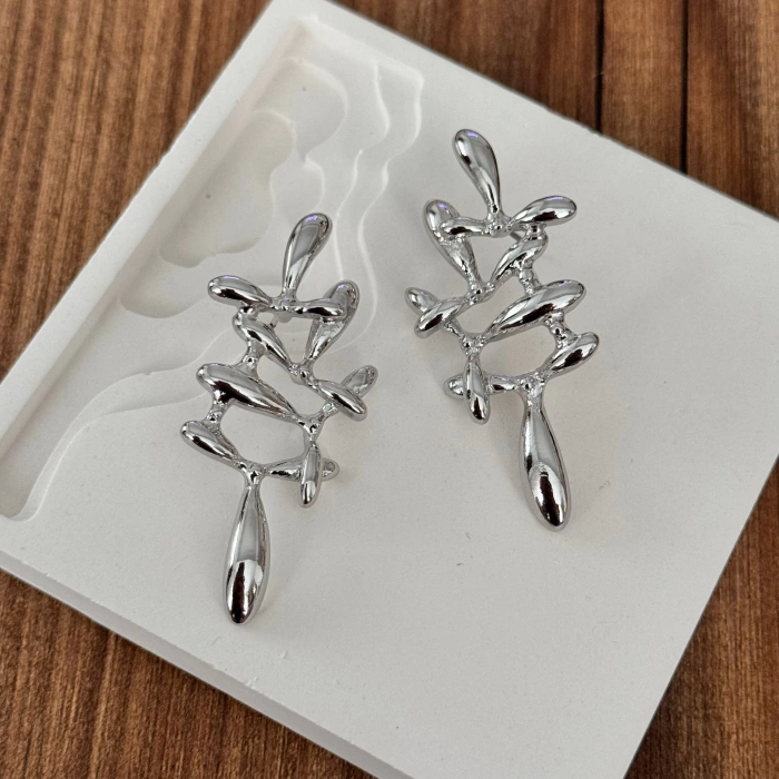 Silver Geometrik Küpe