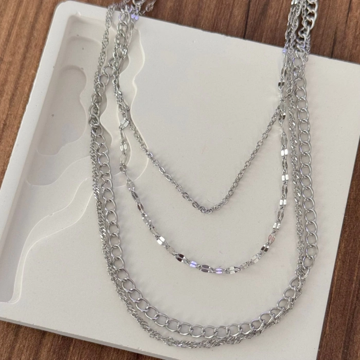 Dörtlü Zincir Kolye Silver