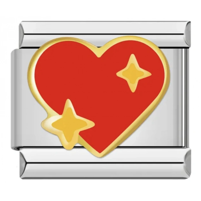 Işıltılı Kırmızı Kalp - 17 - İtalyan Charm