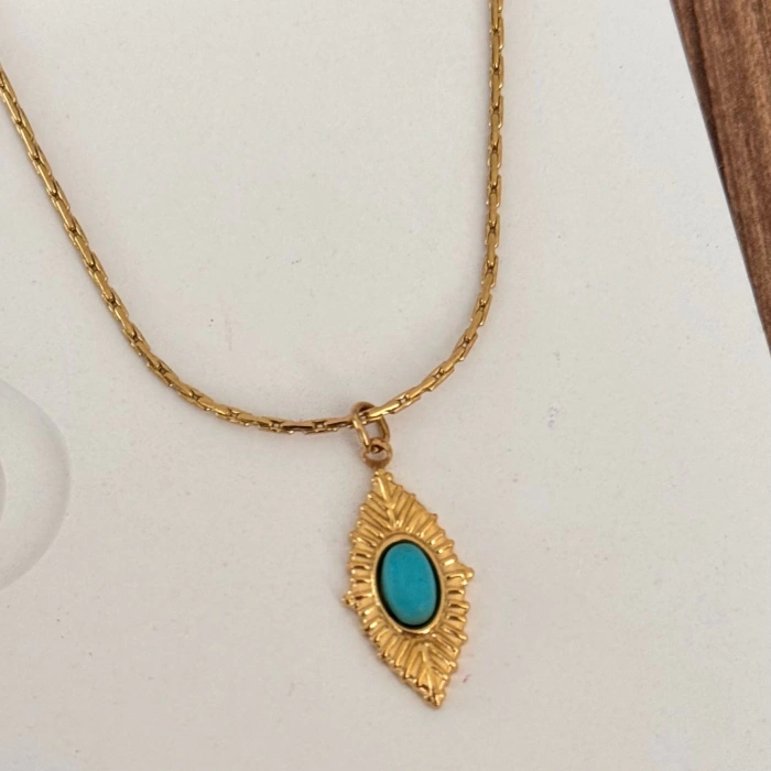 İnce Mavi Boncuklu Kolye