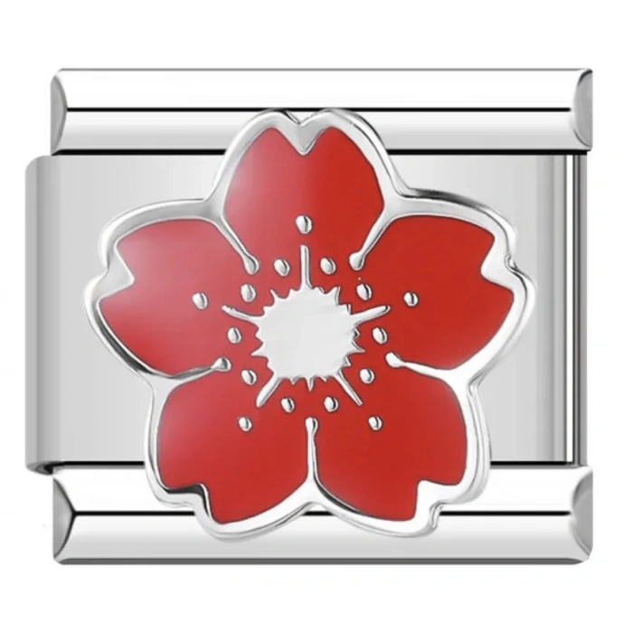 Kırmızı Çiçek - 176 - İtalyan Bileklik Charmı