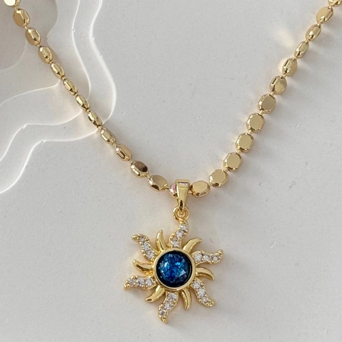 Mavi Detay Güneş Kolye