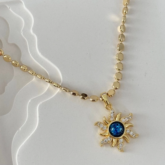 Mavi Detay Güneş Kolye