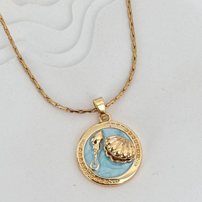 Sahil Mavi Plaka Kolye