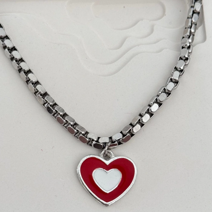 Kalın Zincirli Kalp Kolye