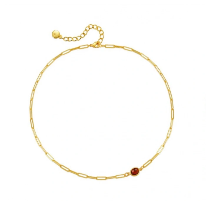 Açık Kahve Taşlı Kolye - Özel Seri