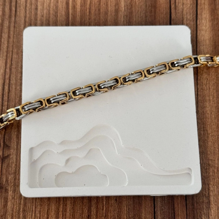 Kalın Zincirli Silver Gold Bileklik