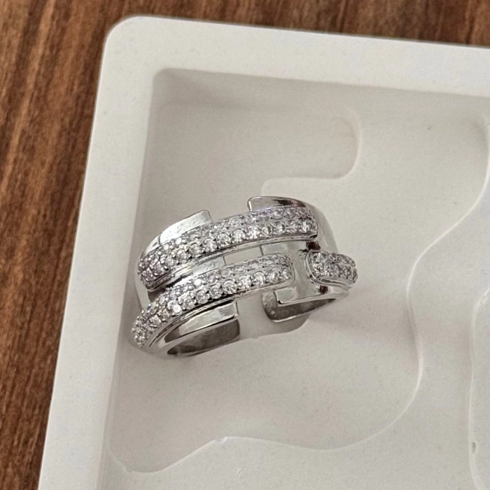 İkİli Sıralı Taşlı Yüzük - Ayarlanabilir