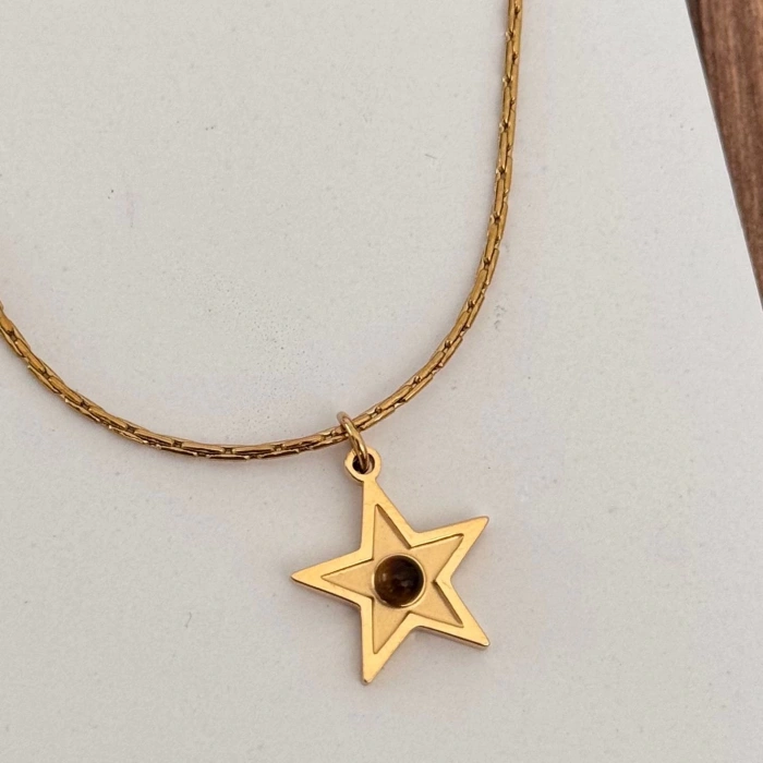 Minimal Yıldız Gold Kolye