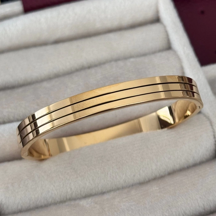 Sıralı Kelepçe Bileklik Gold