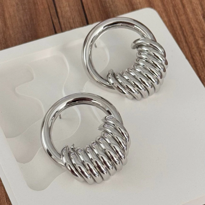 Geniş Model Küpe Silver