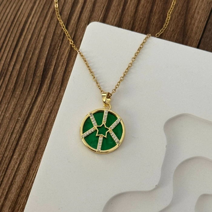 Yıldızlı Yeşil Tarot Kolye