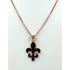 Fleur De Lis Siyah Mineli Gümüş Kolye - Altın