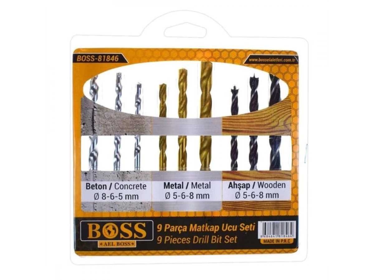 BOSS MATKAP UCU SETİ 9PCS